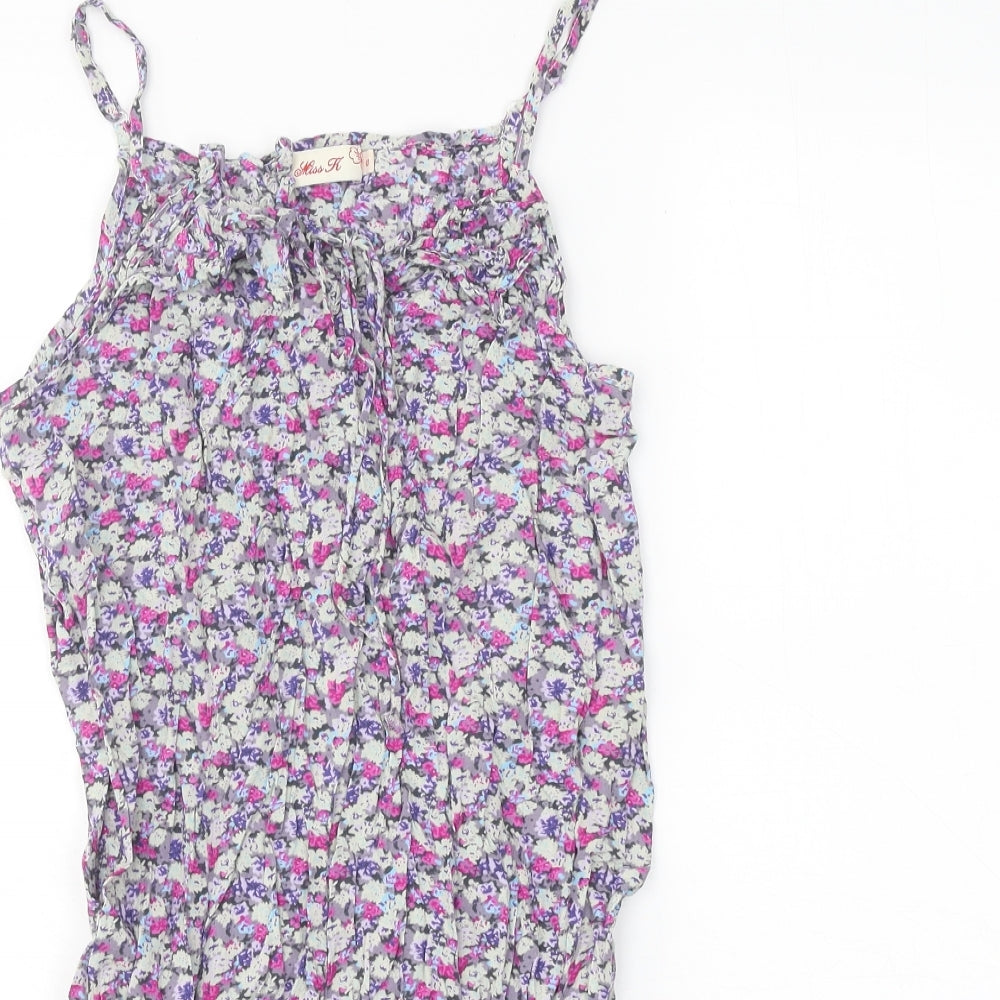 Miss K Womens Multicoloured Floral Viscose Playsuit One-Piece Size S Pullover