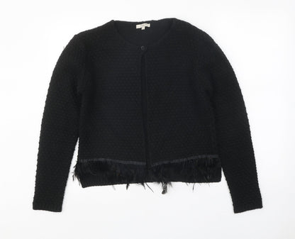 PHO Womens Black Roll Neck Acrylic Cardigan Jumper Size S