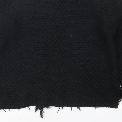 PHO Womens Black Roll Neck Acrylic Cardigan Jumper Size S