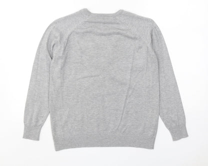 Sfera Casual Womens Grey V-Neck Acrylic Pullover Jumper Size M