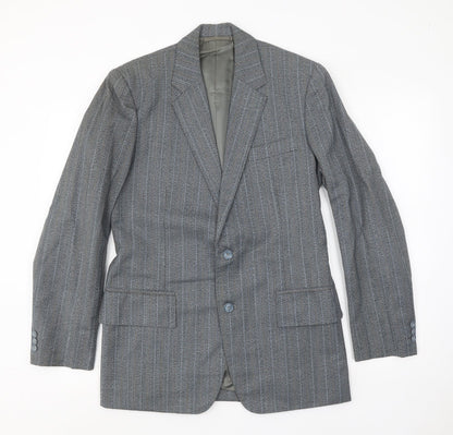J.J.Chan Mens Grey Striped Wool Jacket Suit Jacket Size 36 Regular