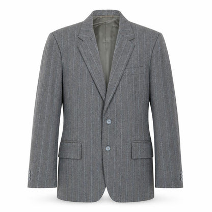 J.J.Chan Mens Grey Striped Wool Jacket Suit Jacket Size 36 Regular