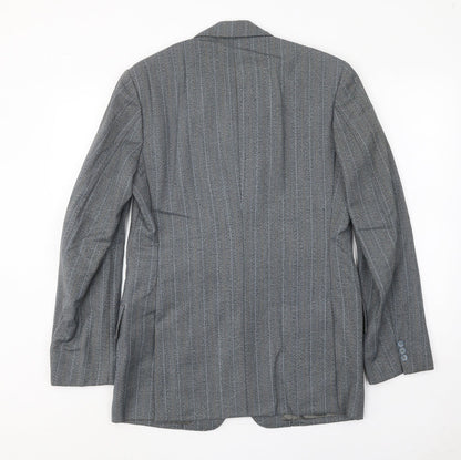 J.J.Chan Mens Grey Striped Wool Jacket Suit Jacket Size 36 Regular