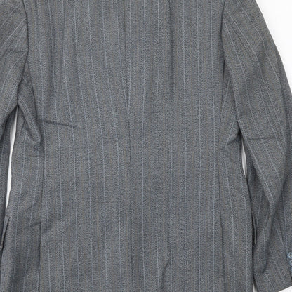 J.J.Chan Mens Grey Striped Wool Jacket Suit Jacket Size 36 Regular