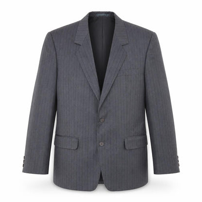 Hui Mens Blue Striped Polyester Jacket Suit Jacket Size 40 Regular