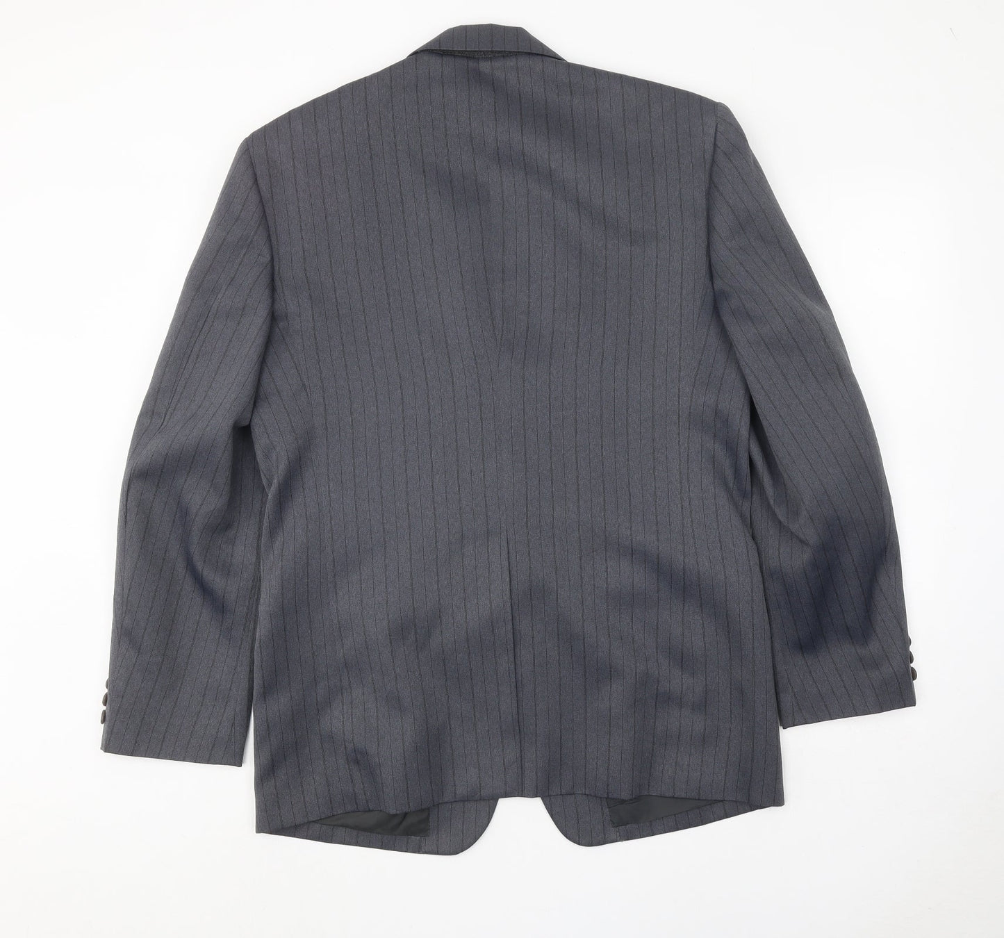 Hui Mens Blue Striped Polyester Jacket Suit Jacket Size 40 Regular