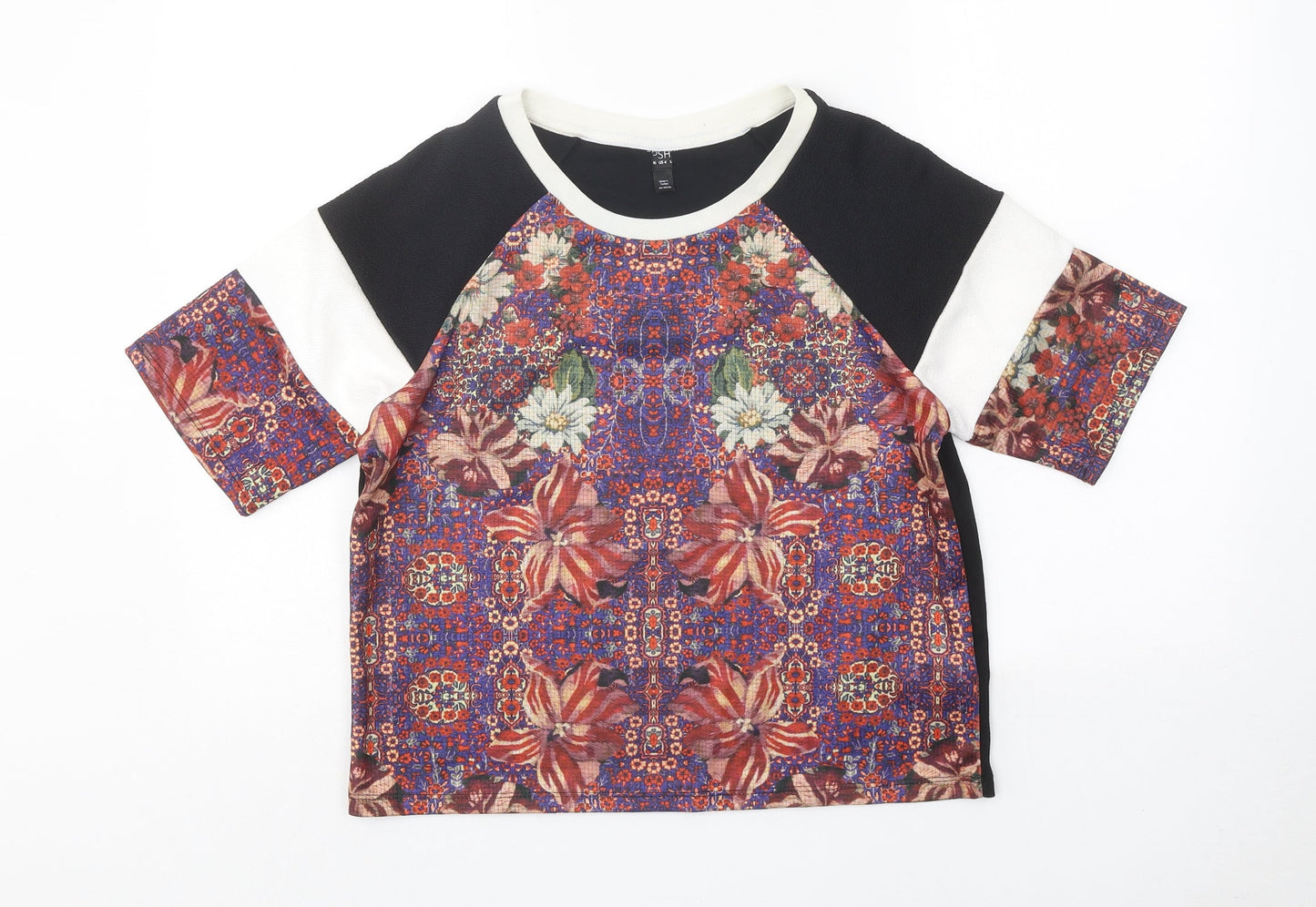 Womens UK Size 6 Topshop Multicoloured Basic T-Shirt