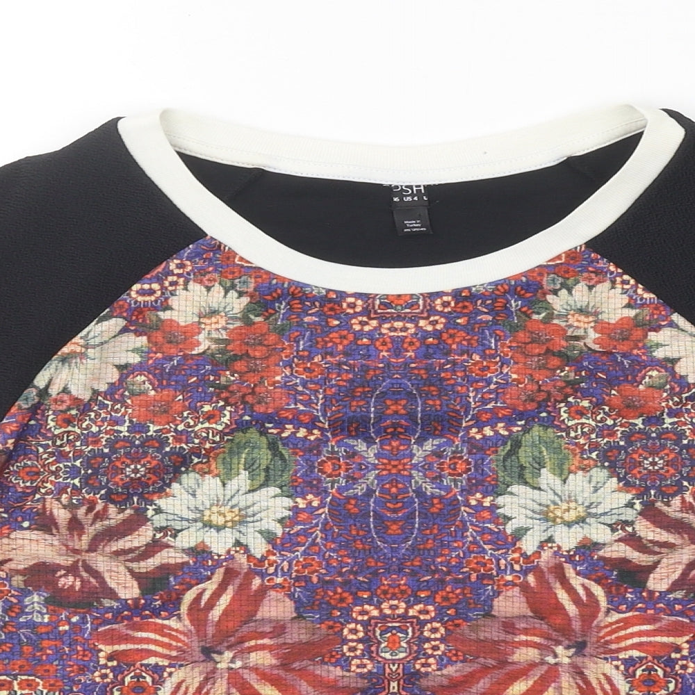 Womens UK Size 6 Topshop Multicoloured Basic T-Shirt