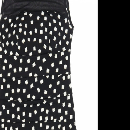 En Focus Studio Womens Black Geometric Polyester A-Line Size 4 Round Neck Pullover