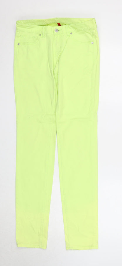 Uniqlo Womens Green Cotton Straight Jeans Size 24 in L33 in Regular Zip