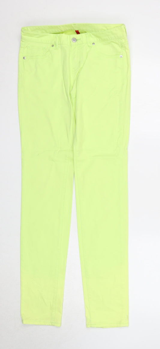 Uniqlo Womens Green Cotton Straight Jeans Size 24 in L33 in Regular Zip