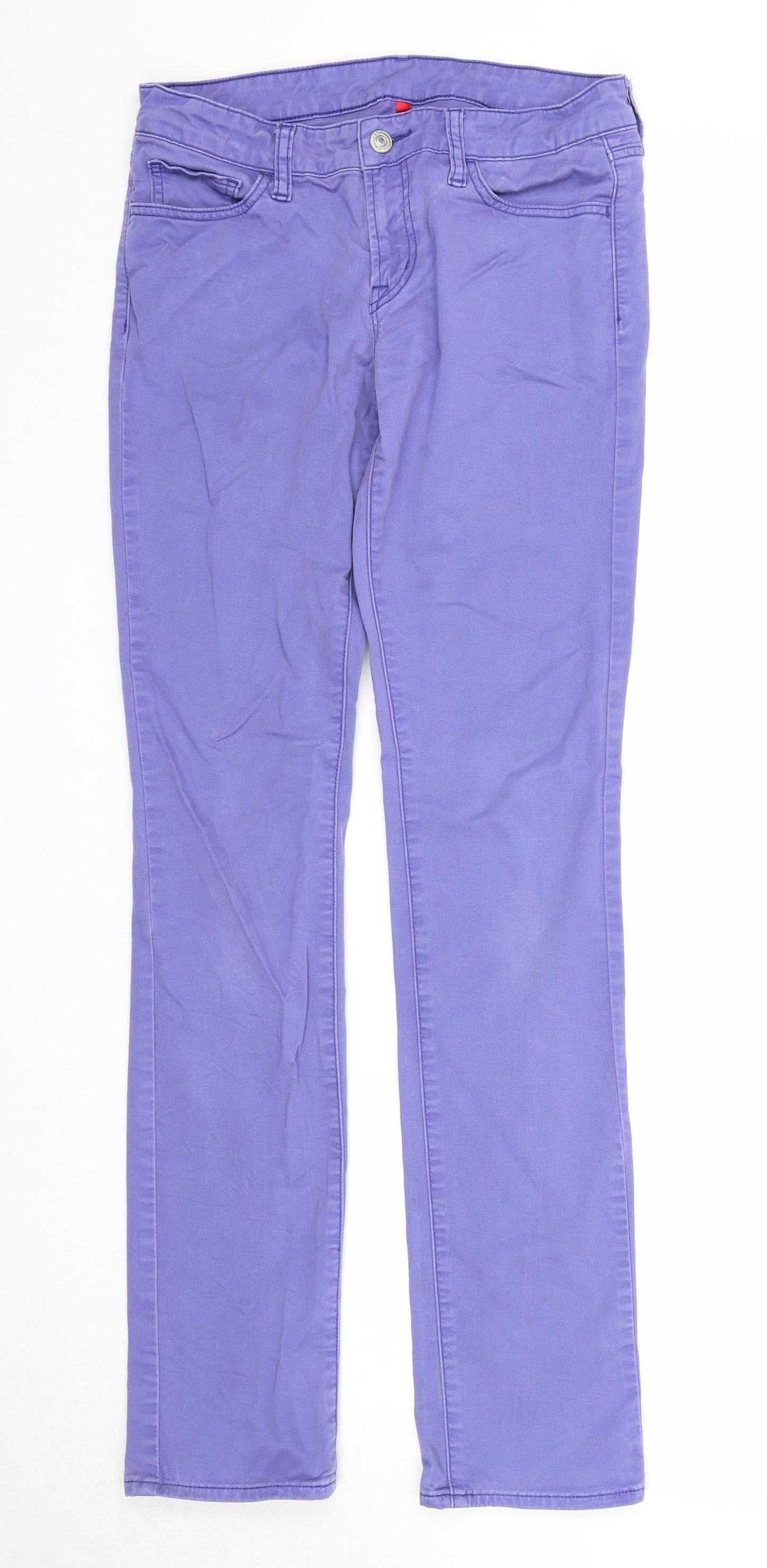 Uniqlo Womens Purple Cotton Straight Jeans Size 26 in L33 in Regular Zip