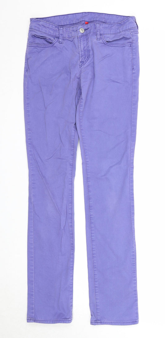 Uniqlo Womens Purple Cotton Straight Jeans Size 26 in L33 in Regular Zip