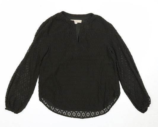 LOFT Womens Green Geometric Polyester Basic Blouse Size XS V-Neck