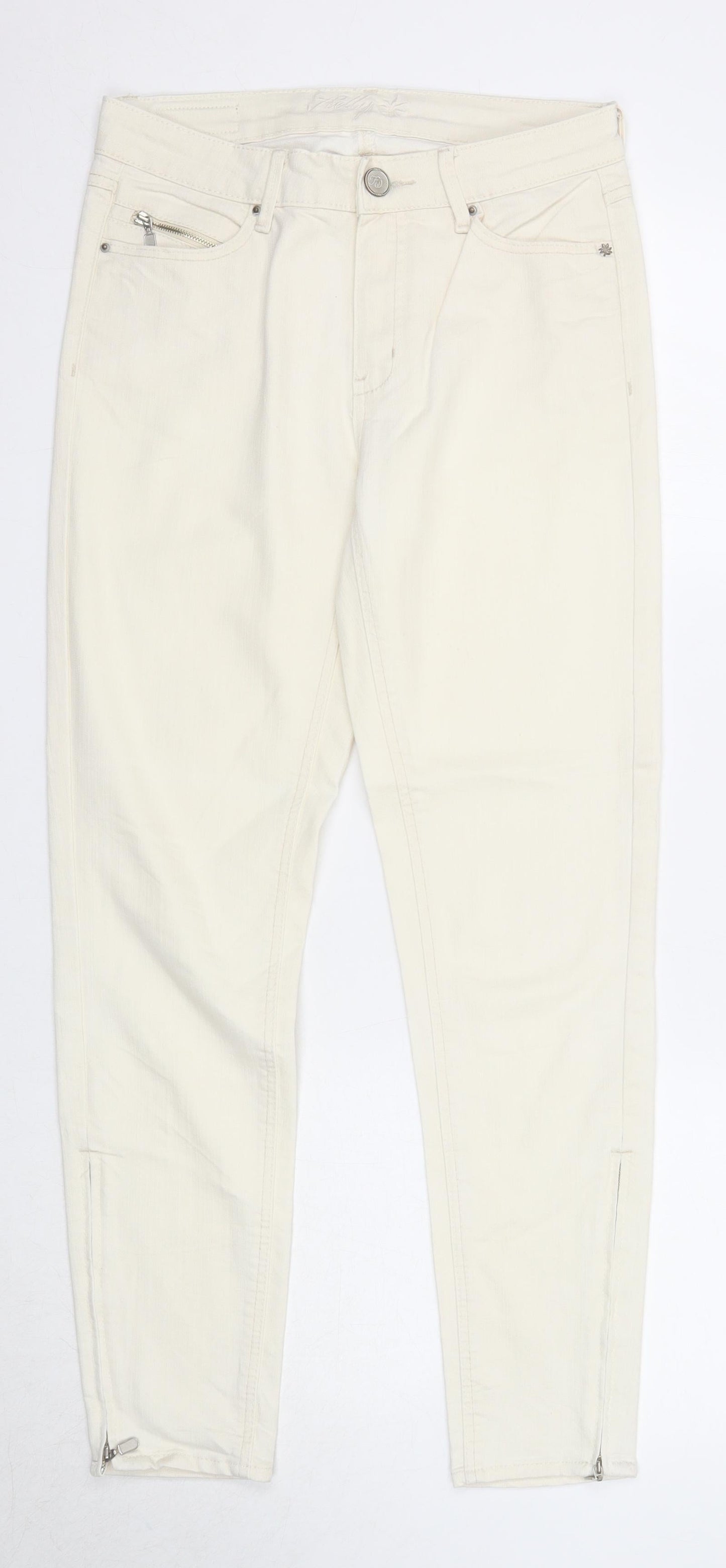 Flash Jeans Womens Beige Cotton Skinny Jeans Size 8 Regular Zip