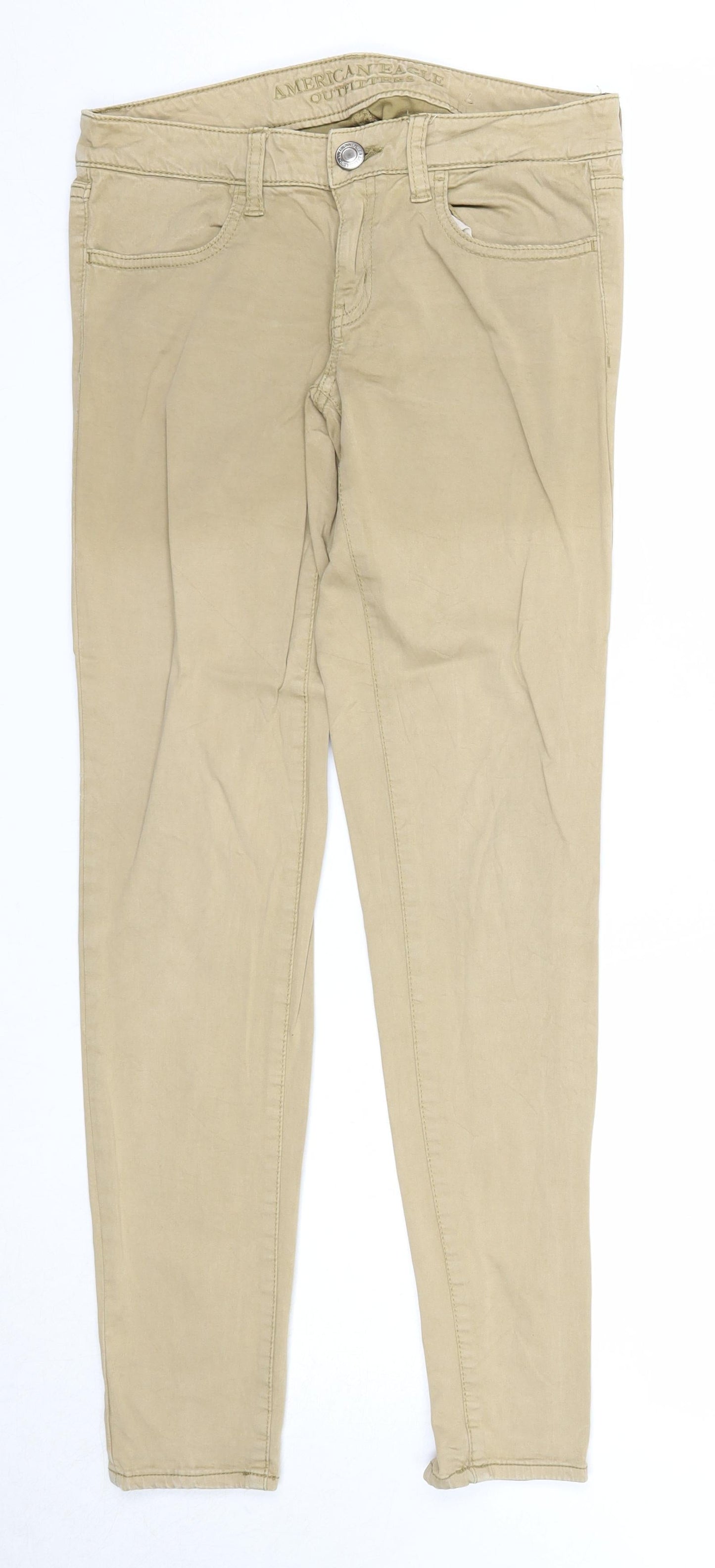 American Eagle Womens Beige Cotton Skinny Jeans Size XS Regular Zip