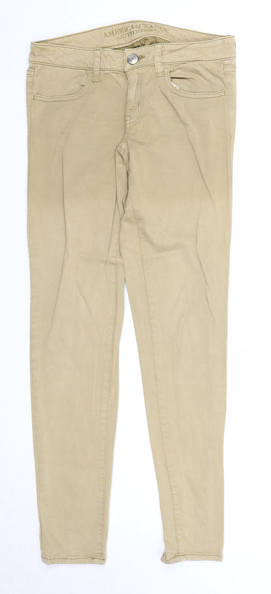 American Eagle Womens Beige Cotton Skinny Jeans Size XS Regular Zip