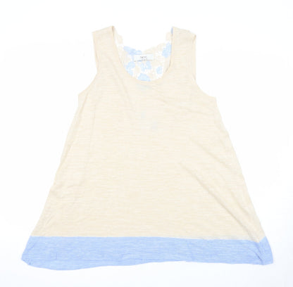 NEXT Womens Beige Colourblock Acrylic Basic Tank Size 12 Round Neck