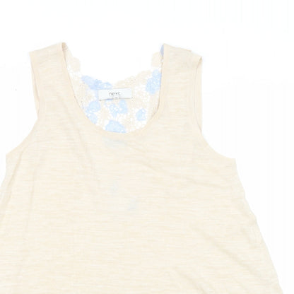 NEXT Womens Beige Colourblock Acrylic Basic Tank Size 12 Round Neck
