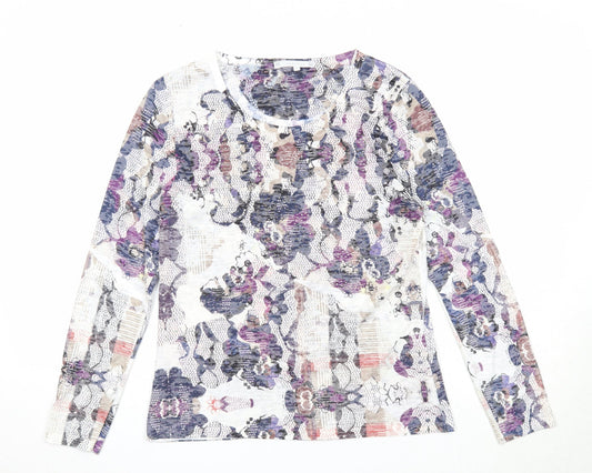 Lakeland Womens Multicoloured Floral Polyester Basic T-Shirt Size S Round Neck