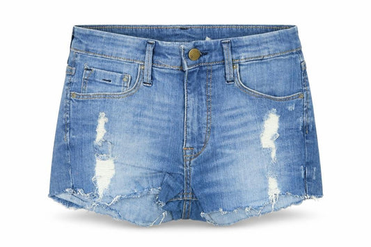 &Denim Womens Blue Cotton Cut-Off Shorts Size 4 Regular Zip