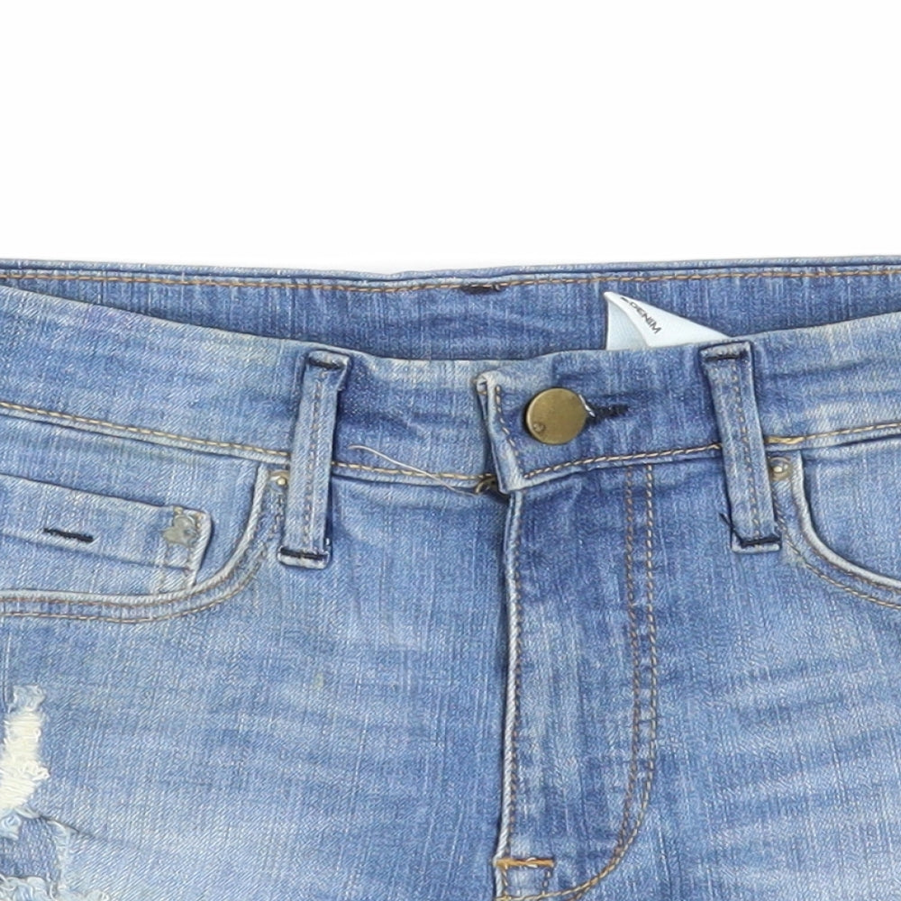 &Denim Womens Blue Cotton Cut-Off Shorts Size 4 Regular Zip