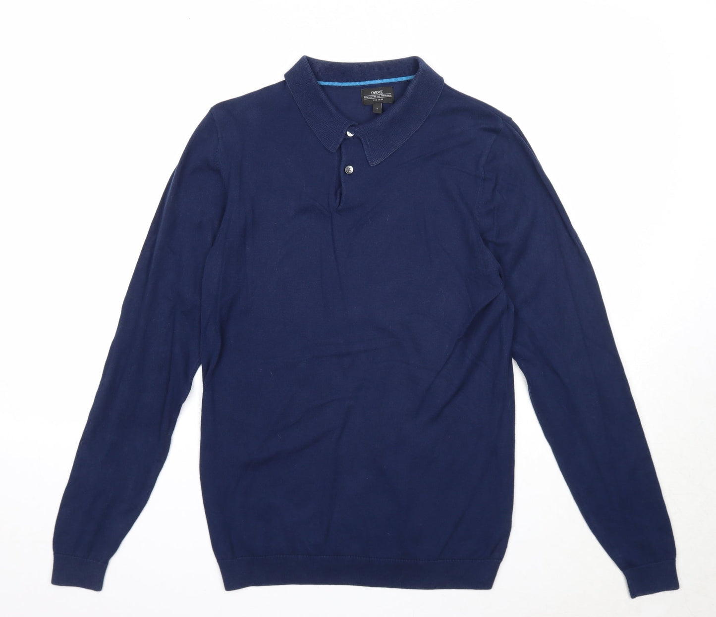 NEXT Mens Black Collared Cotton Pullover Jumper Size S Long Sleeve