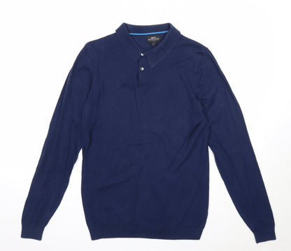 NEXT Mens Black Collared Cotton Pullover Jumper Size S Long Sleeve