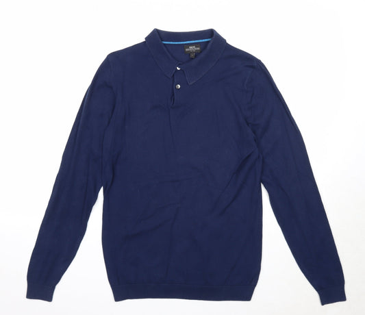 NEXT Mens Black Collared Cotton Pullover Jumper Size S Long Sleeve