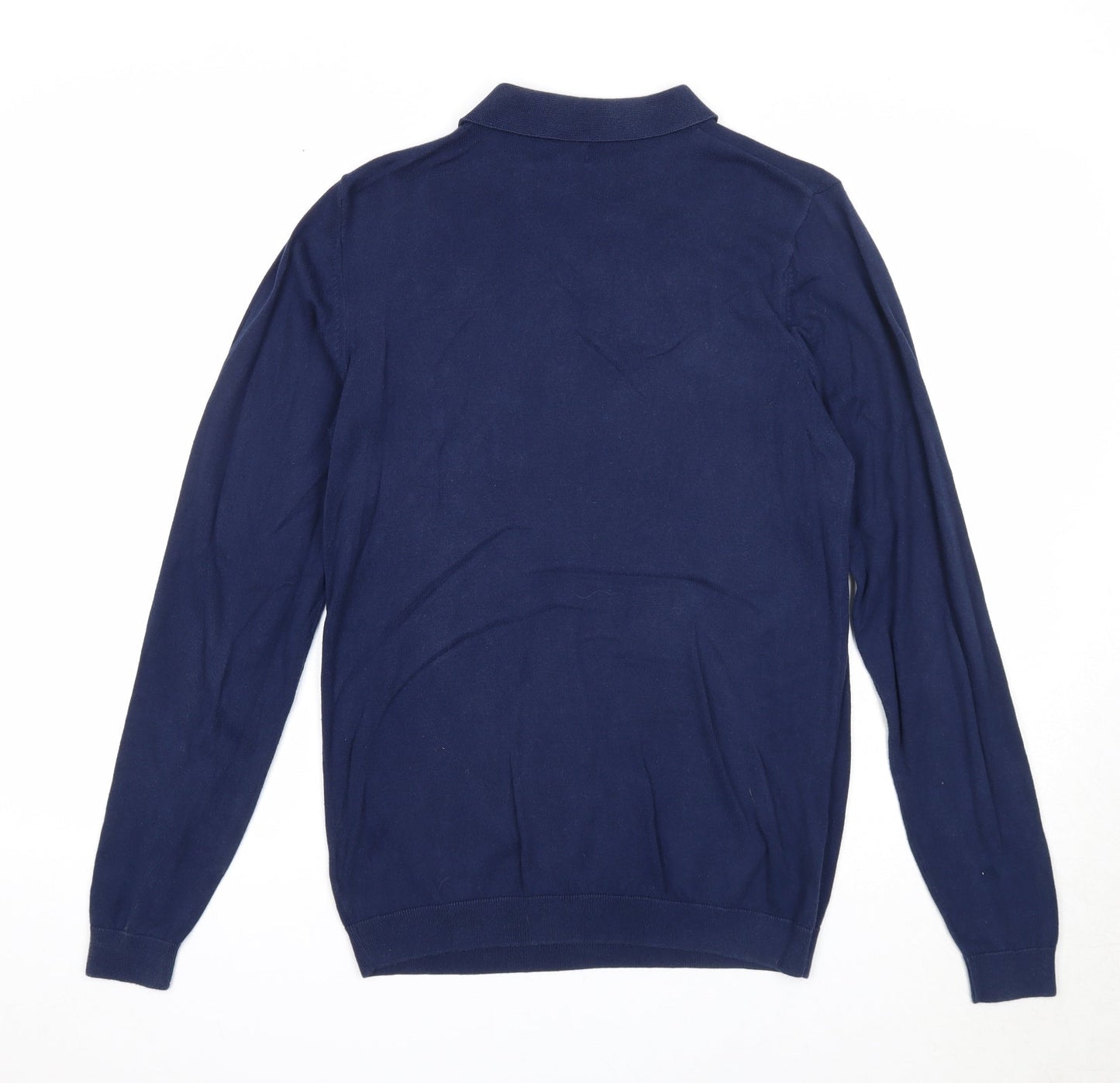 NEXT Mens Black Collared Cotton Pullover Jumper Size S Long Sleeve