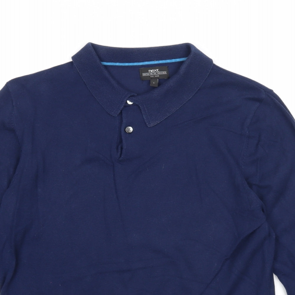 NEXT Mens Black Collared Cotton Pullover Jumper Size S Long Sleeve