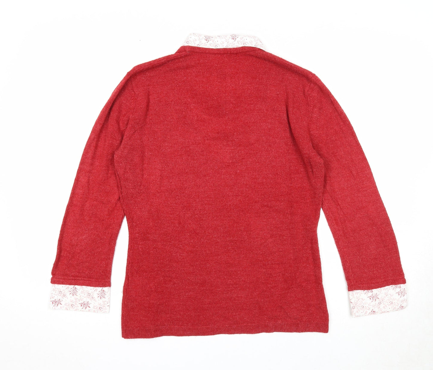 Autonomy Womens Red Collared Acrylic Pullover Jumper Size 14 - Shirt Insert