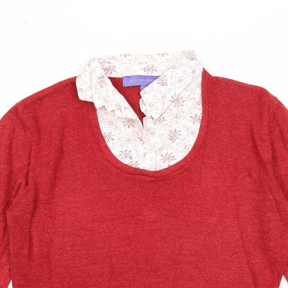 Autonomy Womens Red Collared Acrylic Pullover Jumper Size 14 - Shirt Insert