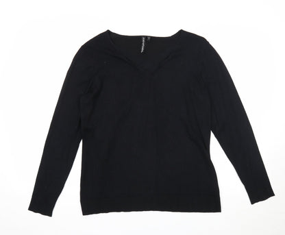 Zoe+Phoebe Womens Black V-Neck Viscose Pullover Jumper Size S