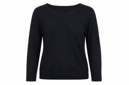Zoe+Phoebe Womens Black V-Neck Viscose Pullover Jumper Size S