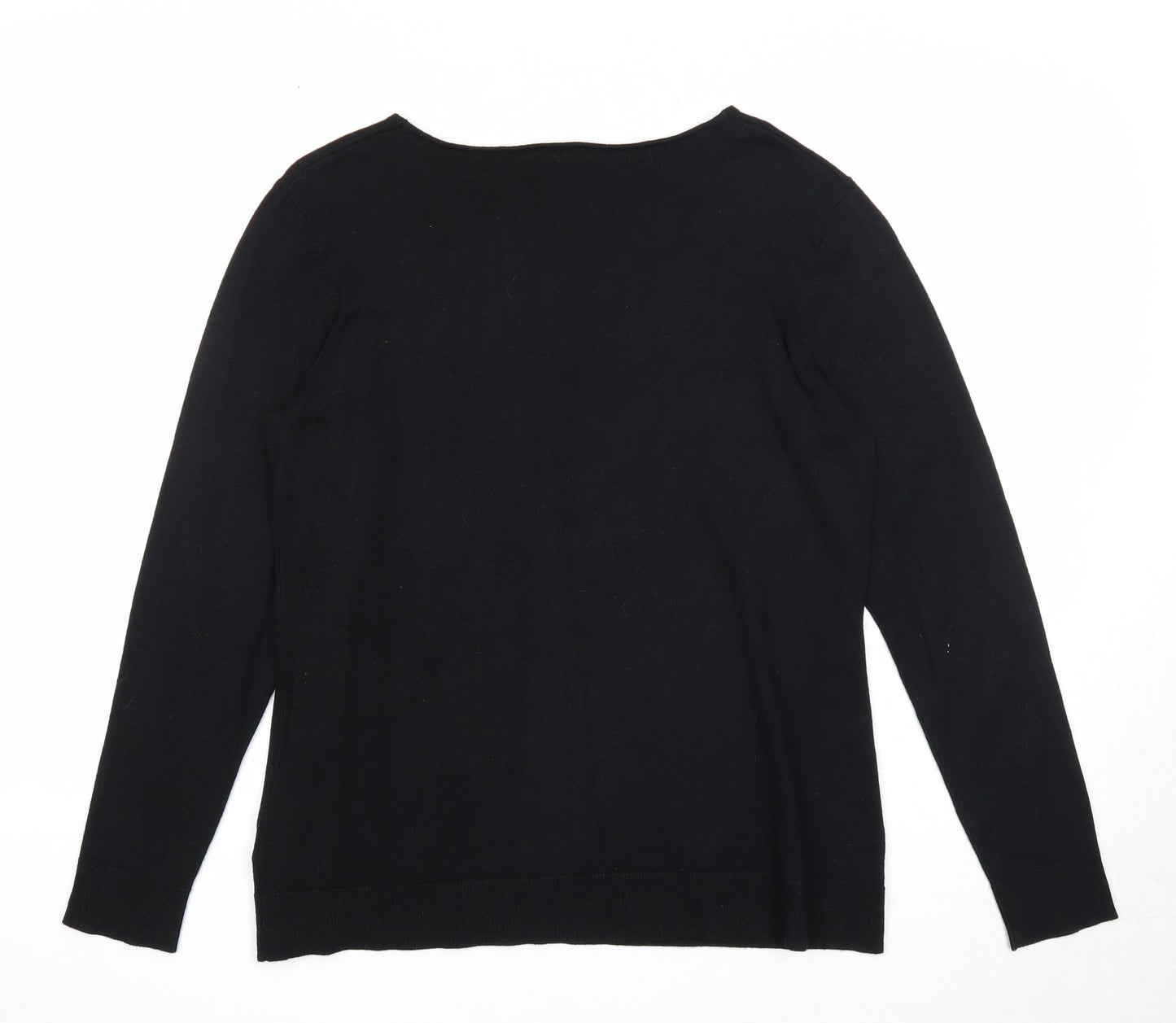 Zoe+Phoebe Womens Black V-Neck Viscose Pullover Jumper Size S