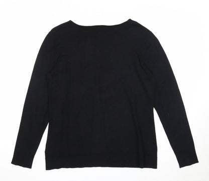 Zoe+Phoebe Womens Black V-Neck Viscose Pullover Jumper Size S