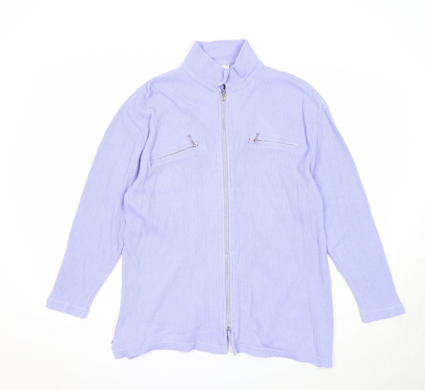 Best Basics Womens Purple High Neck Cotton Full Zip Jumper Size 14 - Size 14-16