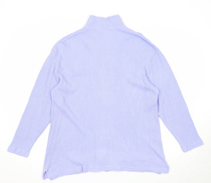 Best Basics Womens Purple High Neck Cotton Full Zip Jumper Size 14 - Size 14-16