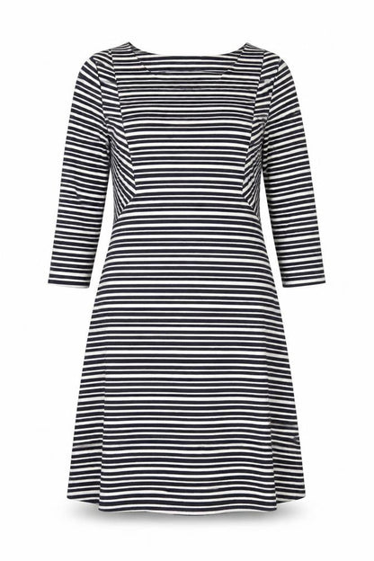 Per Una Womens Blue Striped Polyester Trapeze & Swing Size 12 Round Neck Pullover