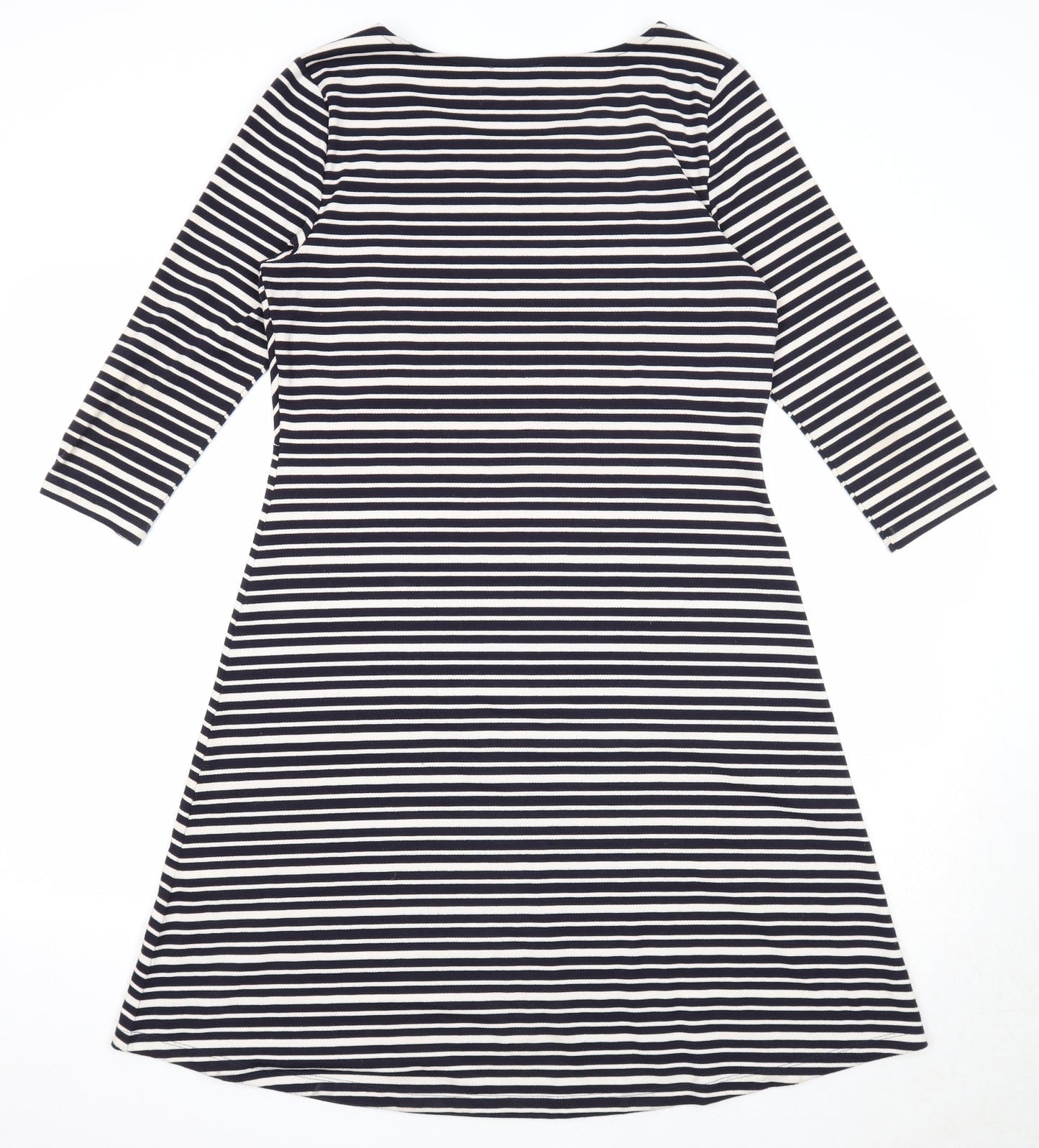 Per Una Womens Blue Striped Polyester Trapeze & Swing Size 12 Round Neck Pullover