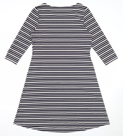 Per Una Womens Blue Striped Polyester Trapeze & Swing Size 12 Round Neck Pullover