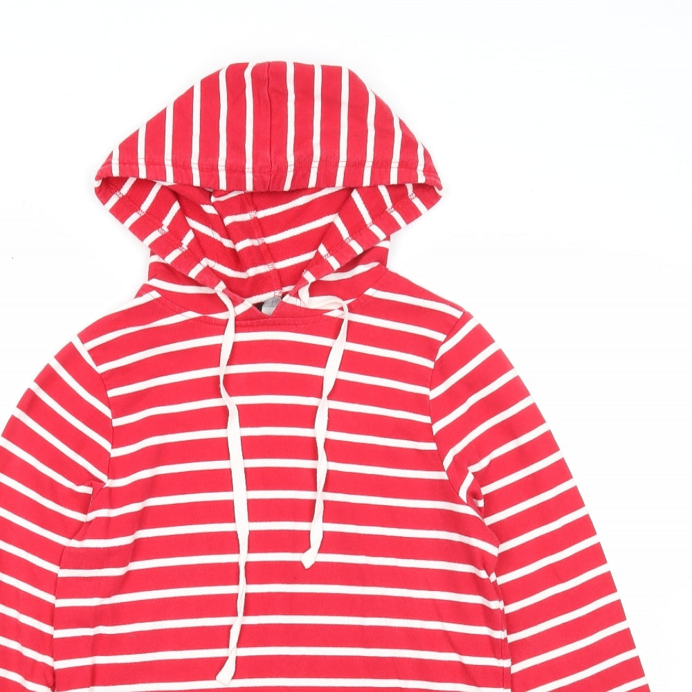 Dorothy Perkins Womens Red Striped Cotton Pullover Hoodie Size 8 Pullover
