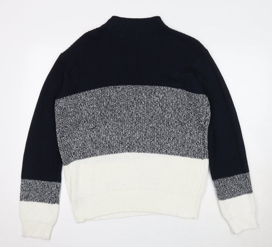 b.young Womens Blue Round Neck Striped Cotton Pullover Jumper Size XL