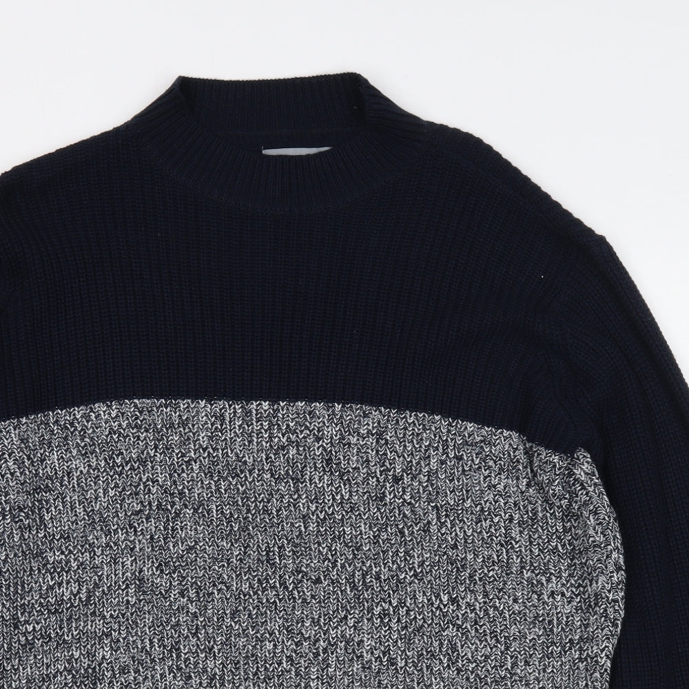 b.young Womens Blue Round Neck Striped Cotton Pullover Jumper Size XL