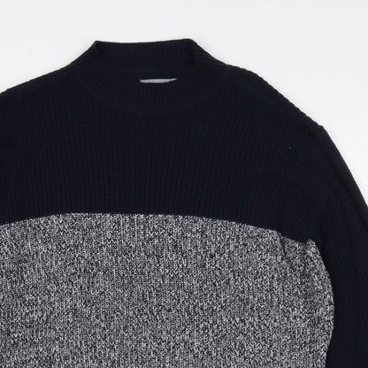 b.young Womens Blue Round Neck Striped Cotton Pullover Jumper Size XL