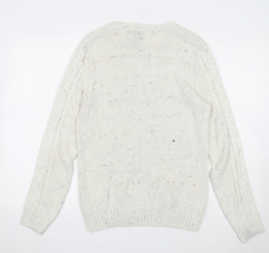 ASOS Mens Beige Round Neck Acrylic Pullover Jumper Size S Long Sleeve