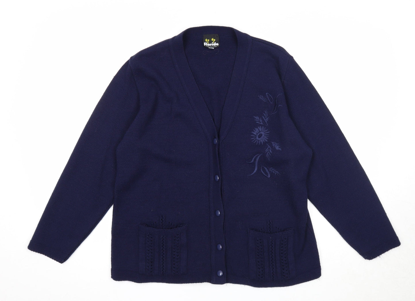 Womens UK Size M Florida Blue Cardigan Jumper