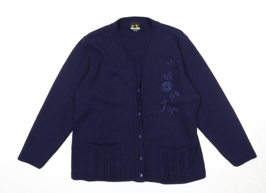 Womens UK Size M Florida Blue Cardigan Jumper