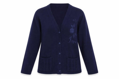 Womens UK Size M Florida Blue Cardigan Jumper